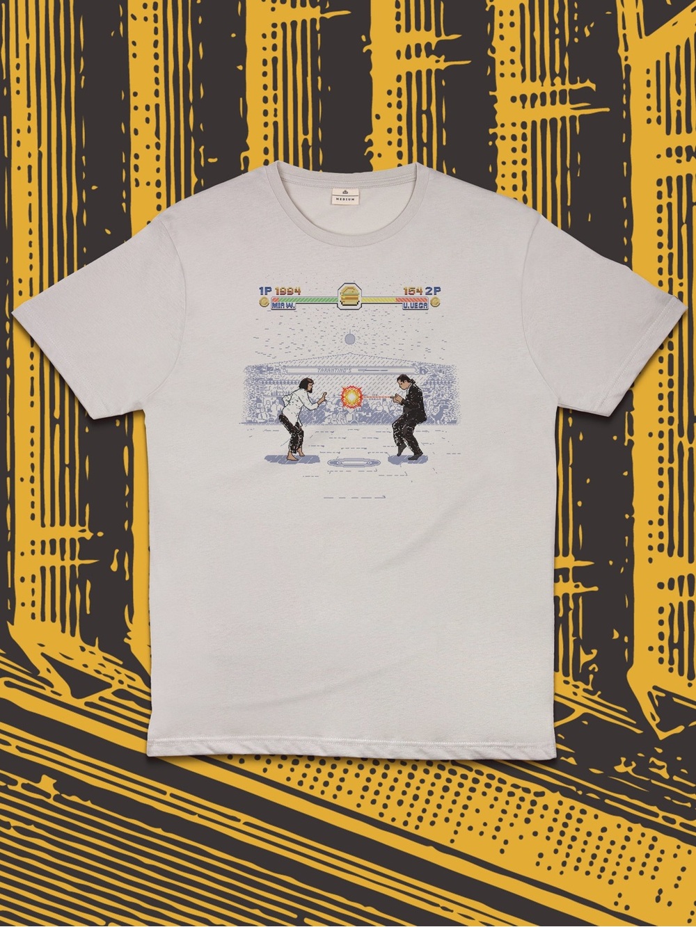 Typographia Men’s “Pulp Fiction” 100% Organic Cotton T-Shirt. Size Large.